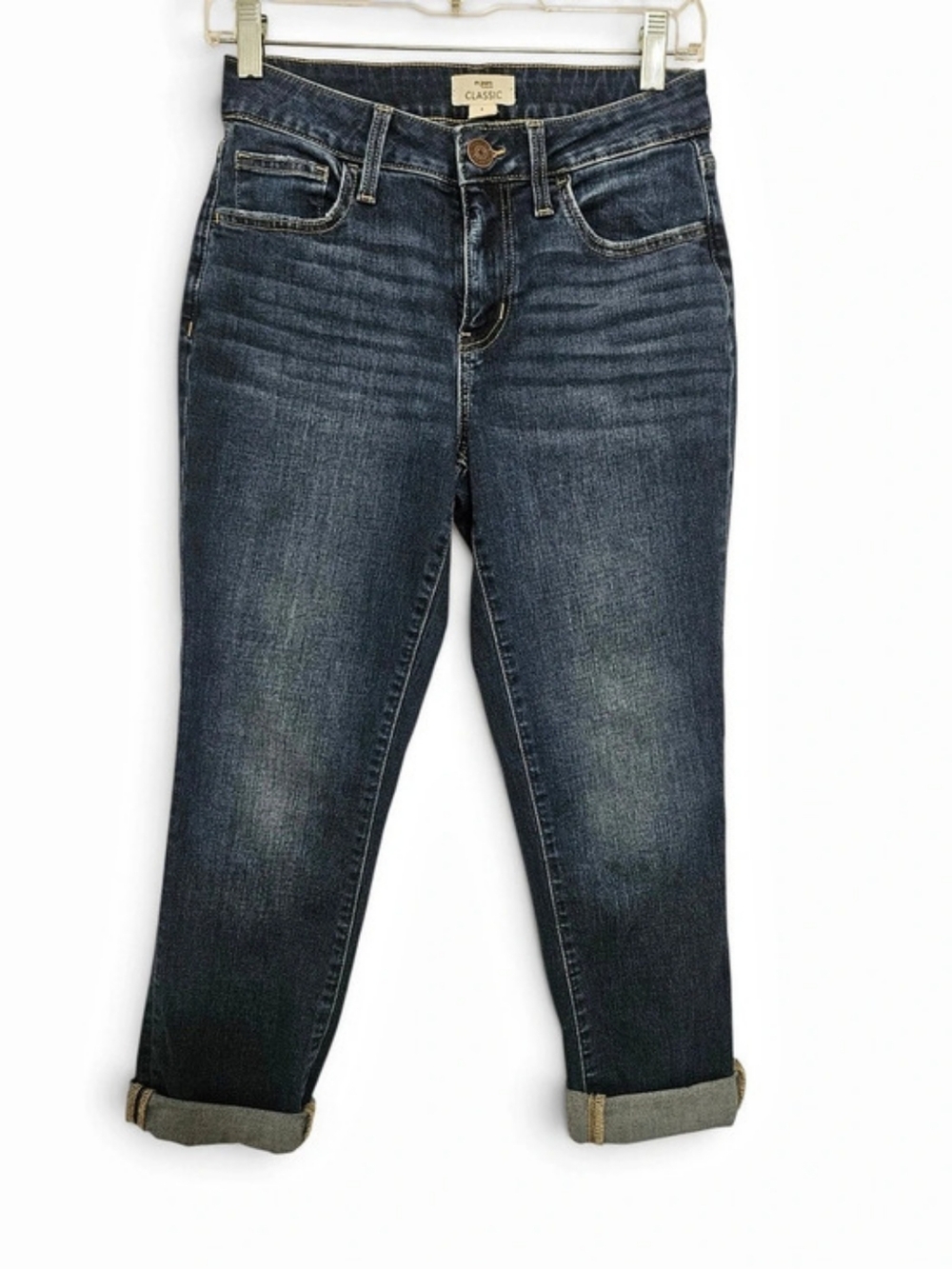 Maurices M jeans Classic Cropped Size 4 Mid Rise Cuffed Dark  Denium Americana
